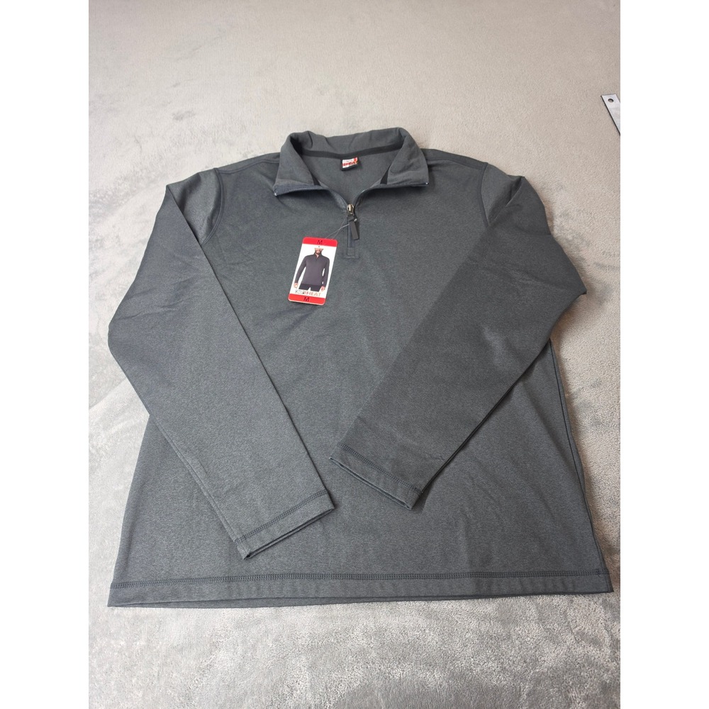 32 Degrees Heat Mens Quarter Zip Pullover Gray Heather Active Base Layer Medium